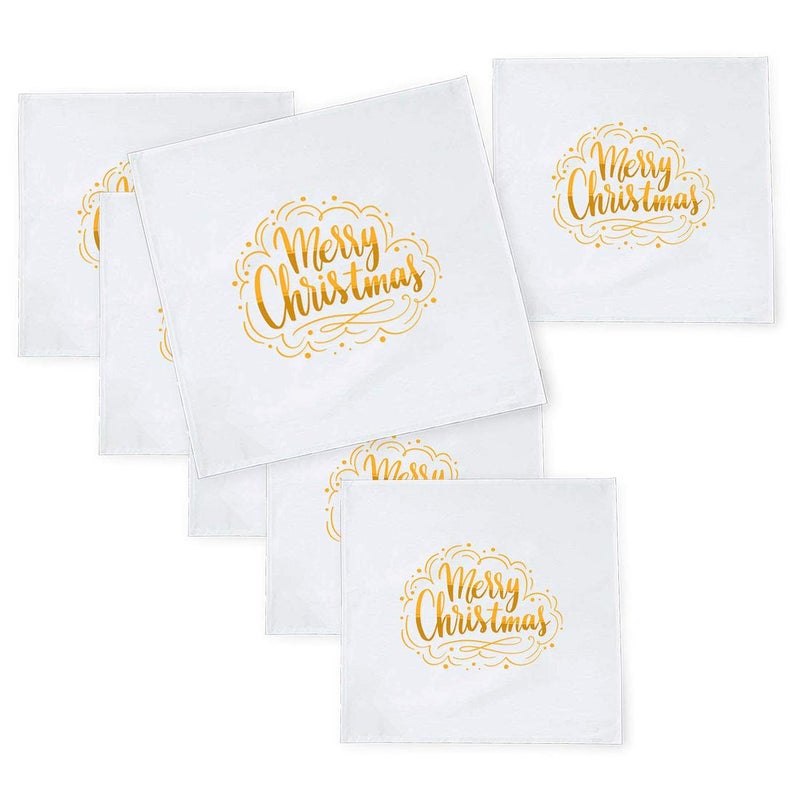 Khakee 6 Pcs Christmas Theme Tafta Silk Table Napkins 10x 10 for Xmas Decoration Christmas OrnamentsChristmas Gift npxmas077P - Image 1