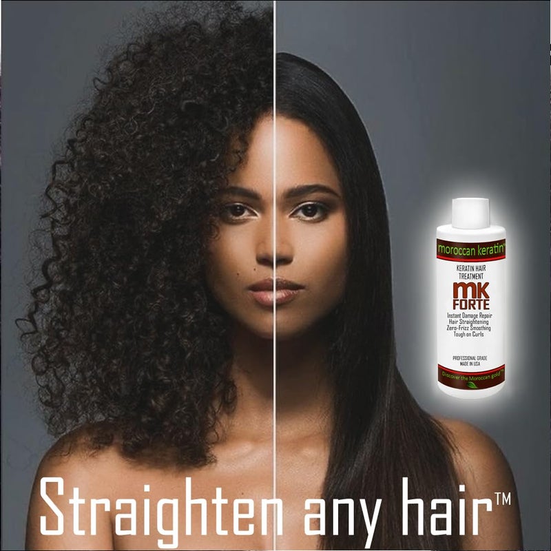 MOROCCAN KERATIN Forte Keratin Hair Straightening Brazilian Keratin Hair Treatment For All Hair Type Coarse Thick Curly African Black Hispanic Dominican Keratina Para Alisar El Pelo Chocolate Brasilera - Image 2