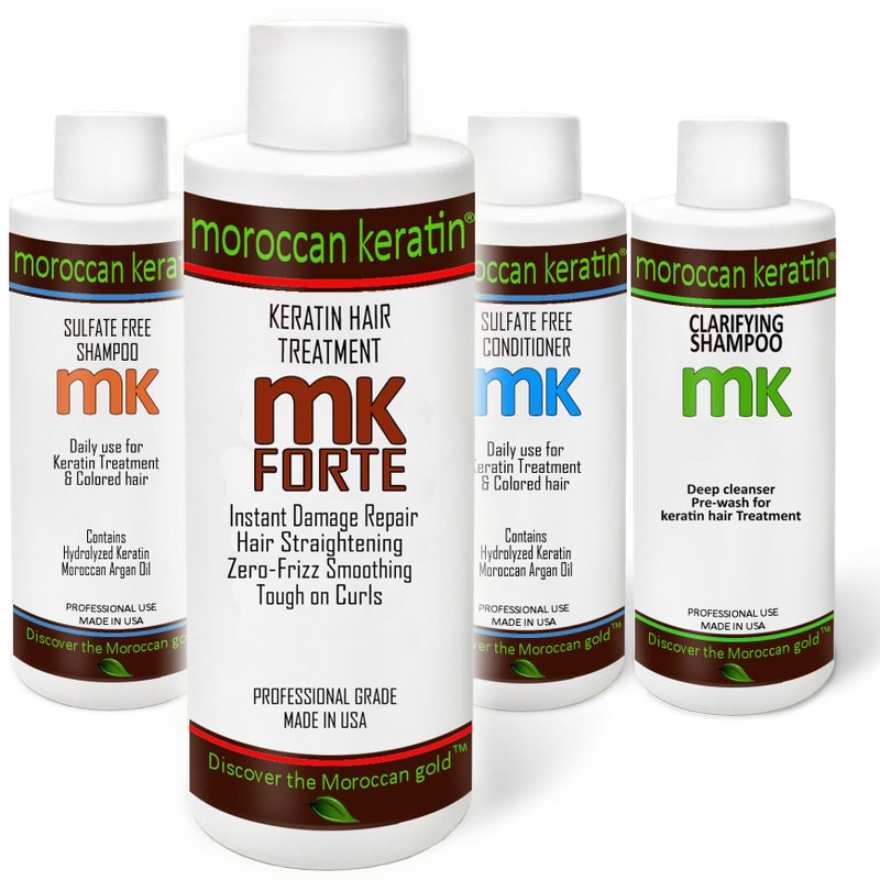MOROCCAN KERATIN Forte Keratin Hair Straightening Brazilian Keratin Hair Treatment For All Hair Type Coarse Thick Curly African Black Hispanic Dominican Keratina Para Alisar El Pelo Chocolate Brasilera - Image 1