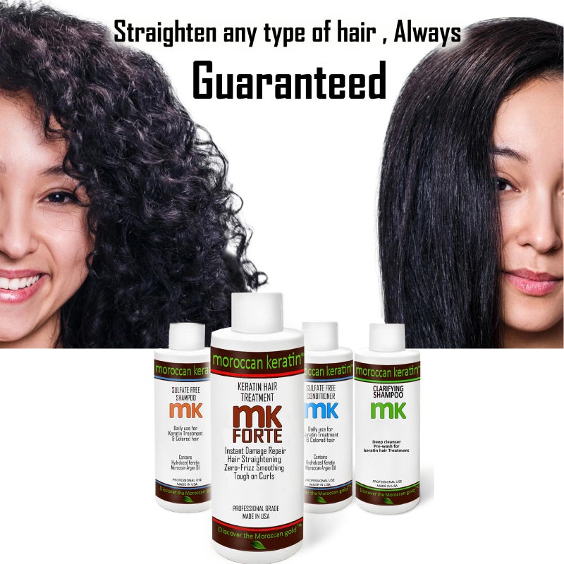 MOROCCAN KERATIN Forte Keratin Hair Straightening Brazilian Keratin Hair Treatment For All Hair Type Coarse Thick Curly African Black Hispanic Dominican Keratina Para Alisar El Pelo Chocolate Brasilera - Image 3