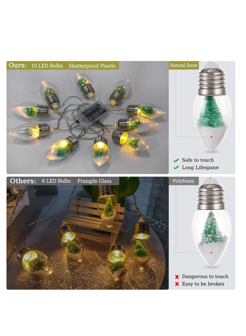 SYOSI Snow Globe String Lights, Snow Globes Lights with Battery Operated, Small Lights for Bedroom, 7.5FT Battery Globe String Lights with 10 LED Clear Bulbs - Image 3