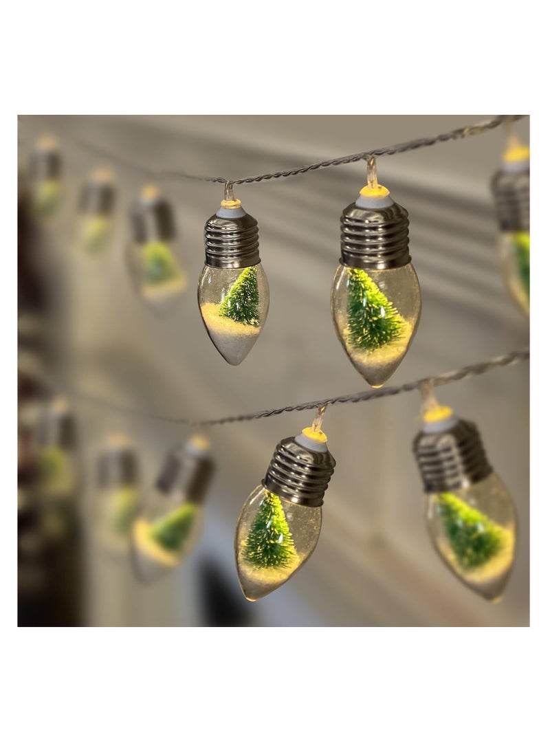 SYOSI Snow Globe String Lights, Snow Globes Lights with Battery Operated, Small Lights for Bedroom, 7.5FT Battery Globe String Lights with 10 LED Clear Bulbs - Image 1