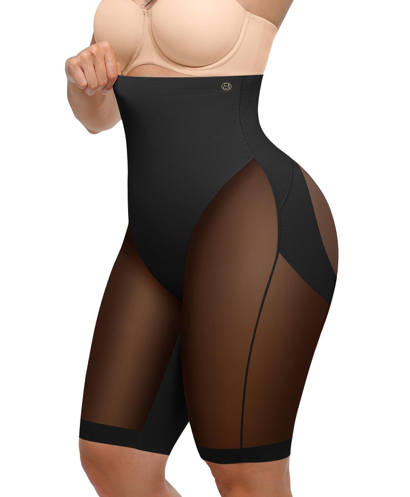 SHAPELLX Body Shaper Tummy Control Butt Lifting Shapewear Shorts High Waisted Invisible Trainer (Black Medium) - Image 1