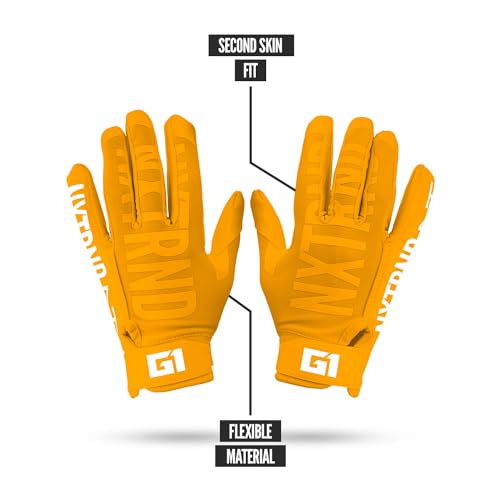 NXT NXTRND Nxtrnd G1 Youth Football Gloves, Kids Sticky Receiver Gloves (Yellow, Youth Medium) - Image 4