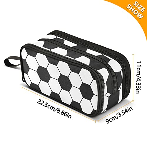 XUWU Soccer Large Capacity Pencil Case Pencil Pouch Office School Large Storage Pen Bag 3 Compartment pencil box for Adults School Teen Girl Boy Men Women - Image 3