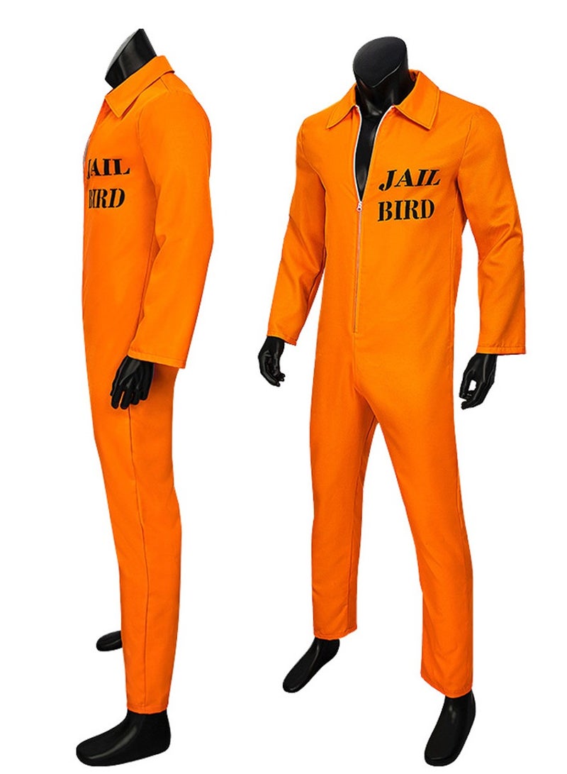 VUCATIN Prisoner Costume for Adults, orange inmate jumpsuit jailbird outfit for Cosplay Costumes - Image 3