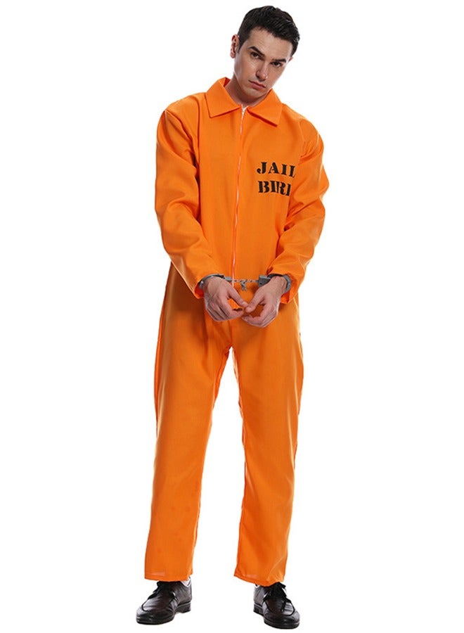 VUCATIN Prisoner Costume for Adults, orange inmate jumpsuit jailbird outfit for Cosplay Costumes - Image 4