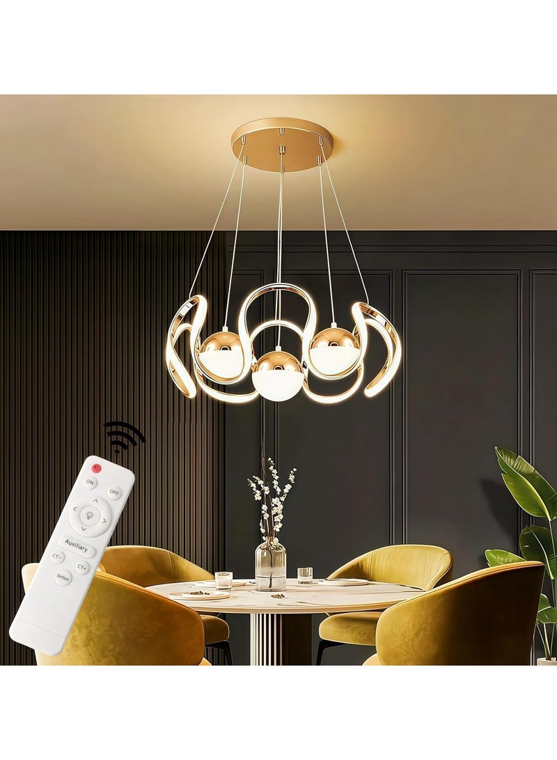VRCOW Modern Dimmable LED Chandelier with Remote Control, 3-Color LED Chandelier Ceiling Pendant Light for Bedroom, Living Room, Dining Room, Kitchen  - Image 1