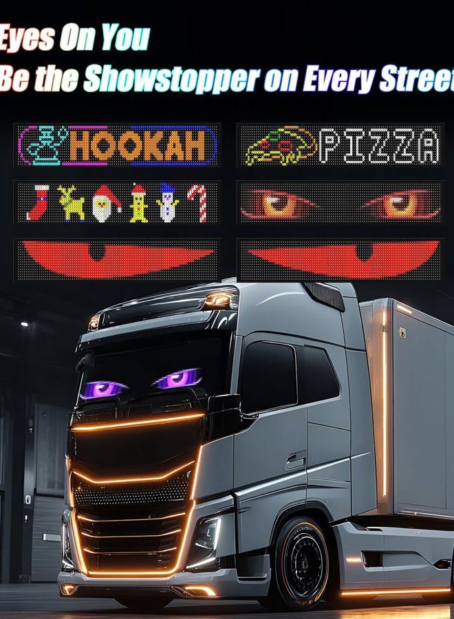 Probapro Devil Eyes Light for Windshield: 35.4"x7.6" LED Eyes Sign with APP & Remote Control - 5V USB Programmable Digital Lighting Display, Cool Decor for SUVs & Trucks - Image 2