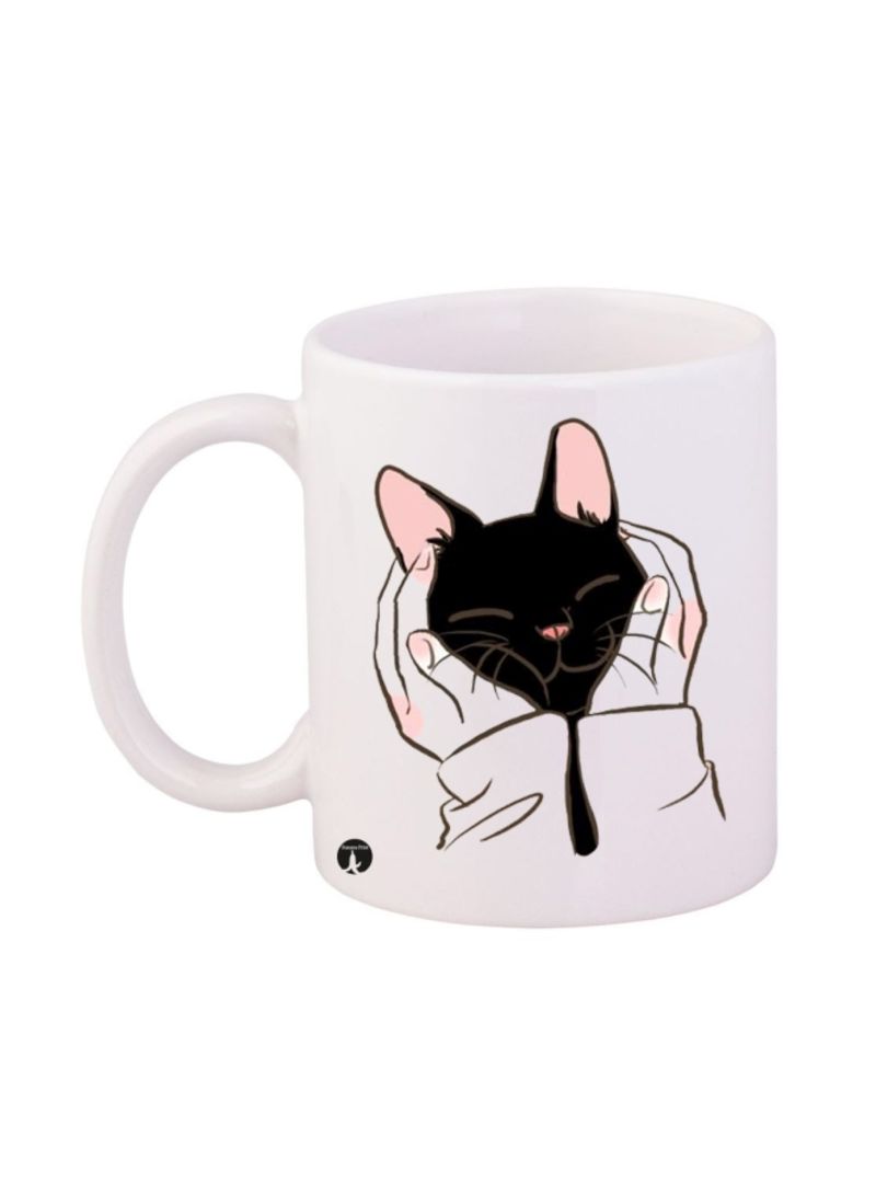RKN Cat Printed Mug White/Black/Orange 12ounce