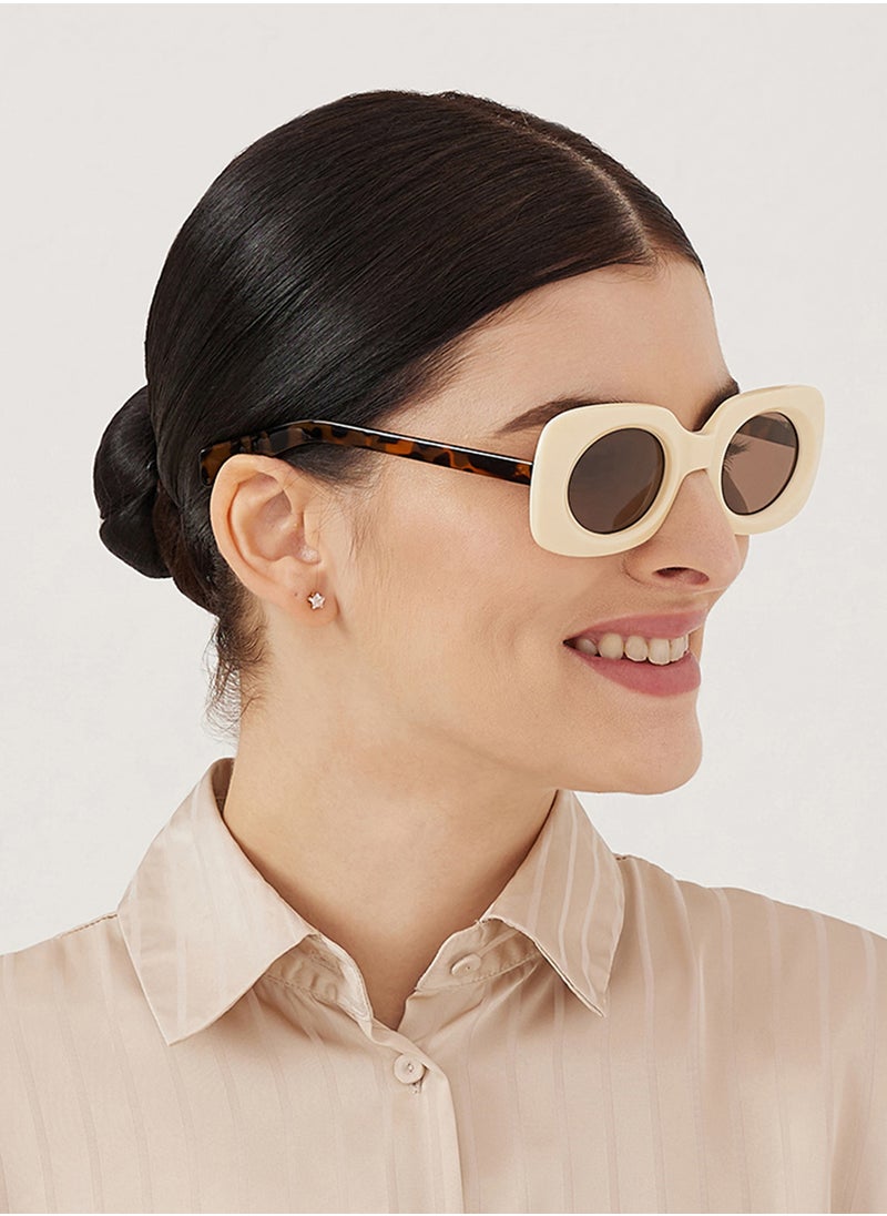 Blackout Duo,Women Sunglasses, Rectangle Sunglasses, UV Protection: UV400 (White,Brown)  - Image 5
