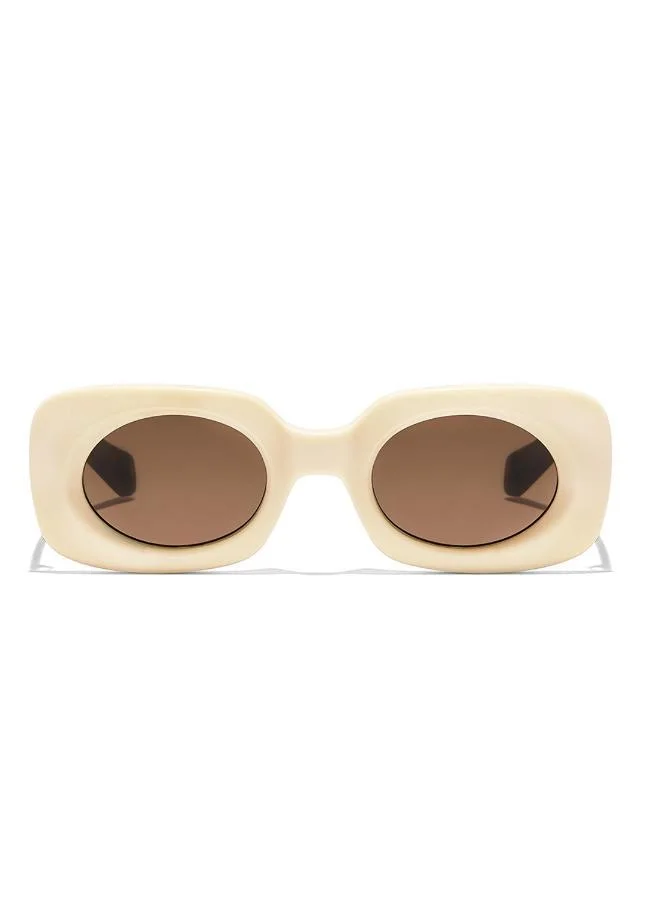 Blackout Duo,Women Sunglasses, Rectangle Sunglasses, UV Protection: UV400 (White,Brown)