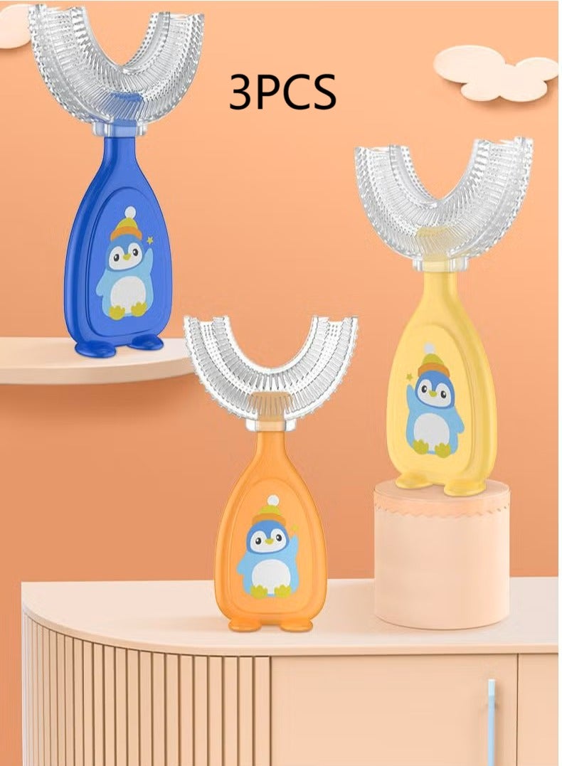 Generic 3 Pieces U-Shaped Toothbrush Kids, Manual Whole Mouth for Age 6-12, 360° Oral Teeth Cleaning Design  - Image 1
