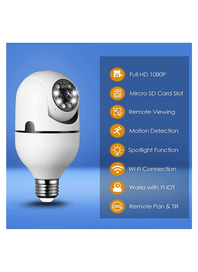 ELTRAZONE - Pan Tilt Security Light Camera V380 130W dpi Smart Wireless WIFI Full Color Bulb Camera 2.4Ghz 360 Degree E27 Panoramic IP Camer - Image 1