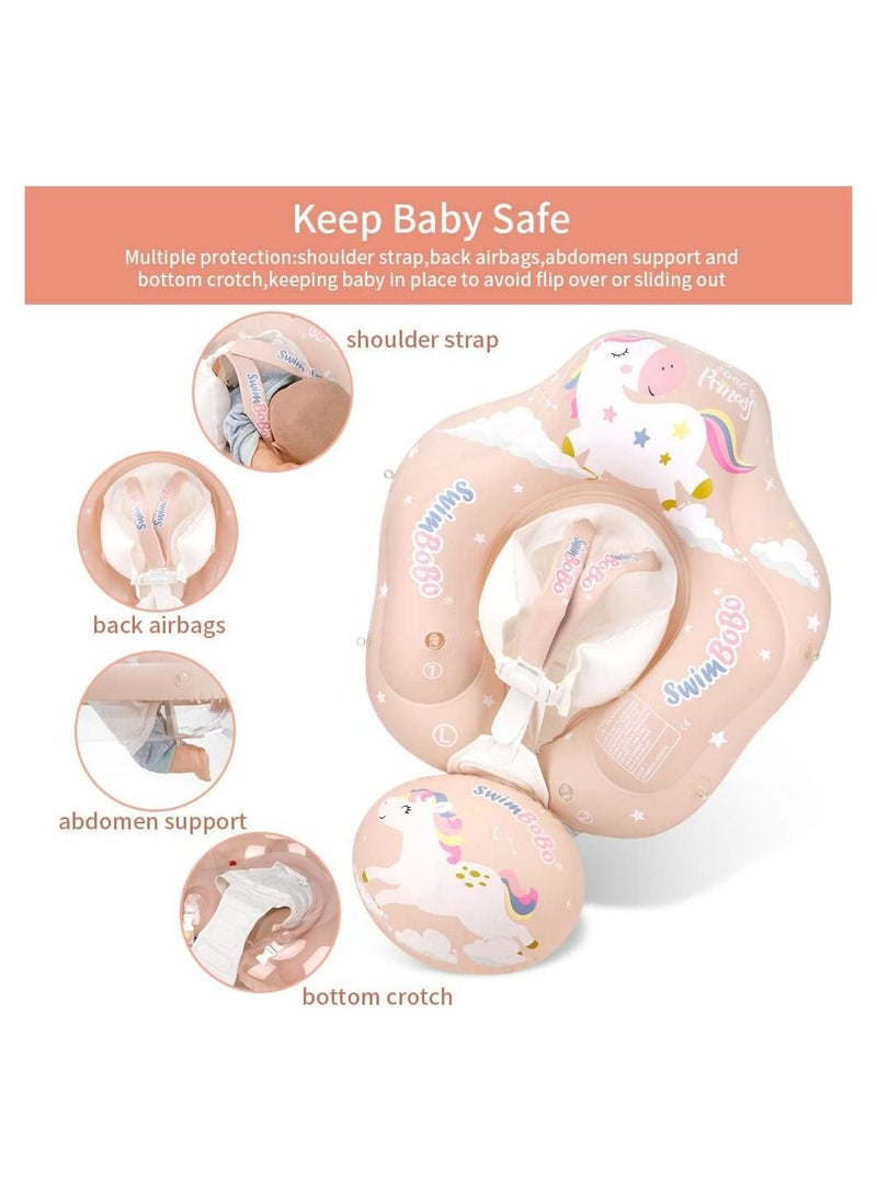 LIMOS Inflatable Baby Swimming Pool Float Ring with Sun Protection Canopy and Safety Tail (S Unicorn Pink) - Image 5