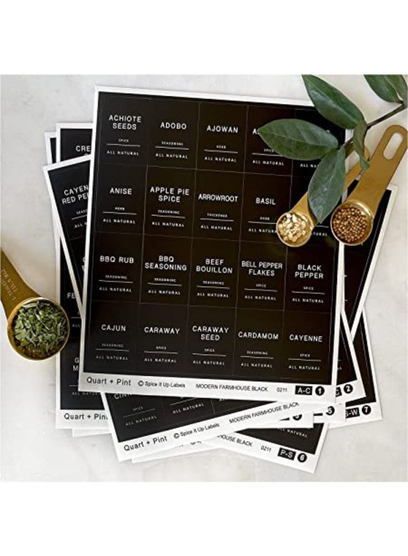 QUESERA 140 Black Minimalist Spice Labels Stickers   Spice Jar Labels Preprinted White Text on Black Labels Spice Jars with Label Herb Stickers Kitchen Pantry Labels Spice Jar Organization - Image 1
