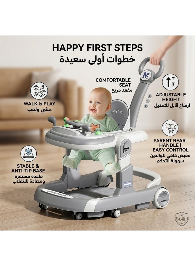 ما بيبي مشاية أطفال بأرجل على شكل حرف O، ودفع يدوي متعدد الوظائف مضاد للانقلاب، أداة مساعدة على المشي ثلاثة في واحد للذكور والإناث - Image 5