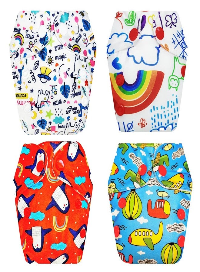 Dumbledo Premium Newborn Cloth Diaper with Integrated Insert (Pack of 4) | Snug Fit | Leakproof | Quick Dry | Worry-Free Diapering | 0 - 4 Months | Unisex Baby - Image 1