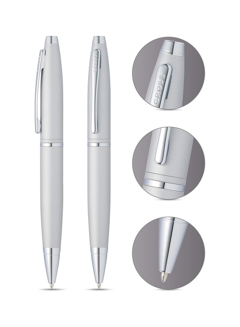 Cross 1-Piece Calais Ballpoint Pen In Gift Box Black Ink Grey Barrel - Image 3