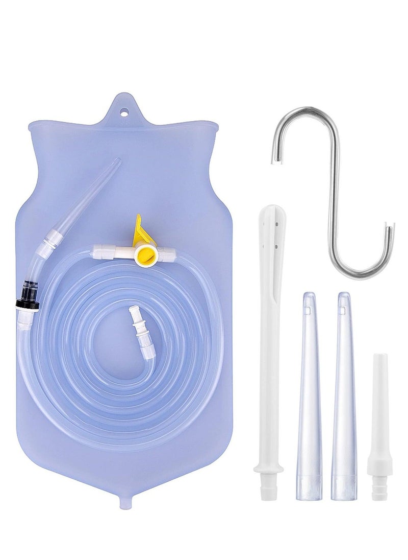 Generic Non-Toxic Silicone Enema Bag Kit,Reusable,2L,with 1.5m Long Hose 5 Replaceable Tips and Controlled Water Flow for Colon Detox Cleanse Douche for Women and Men - Image 1