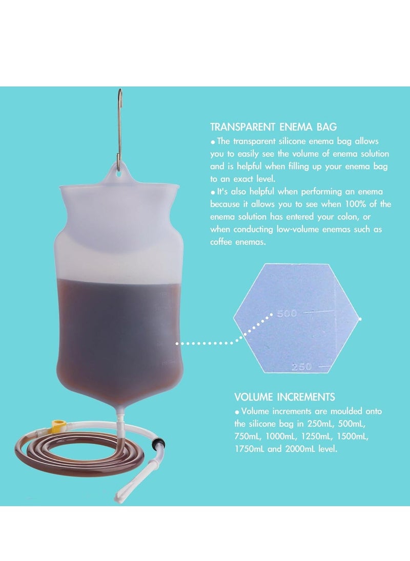 Generic Non-Toxic Silicone Enema Bag Kit,Reusable,2L,with 1.5m Long Hose 5 Replaceable Tips and Controlled Water Flow for Colon Detox Cleanse Douche for Women and Men - Image 5