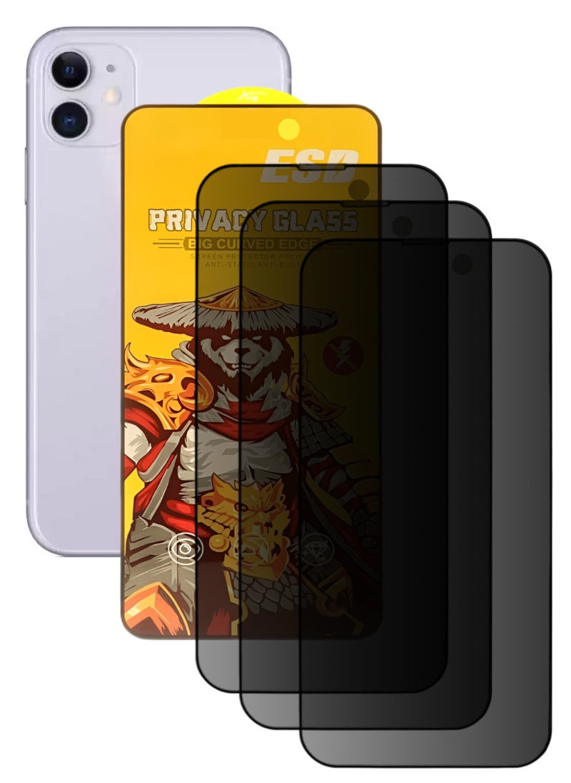 ESD 3 Pieces Tempered Dustproof Privacy Glass Screen Protector Compatible For iPhone 11 - Image 1
