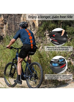 Rockbros Bike Seat Comfort Bike Saddle Mountain Bicycle Accessories For Men Women Soft Wide Bike Seat Cushion Dual Shock Absorbing With Reflective Strip  - Image 2