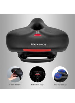Rockbros Bike Seat Comfort Bike Saddle Mountain Bicycle Accessories For Men Women Soft Wide Bike Seat Cushion Dual Shock Absorbing With Reflective Strip  - Image 4