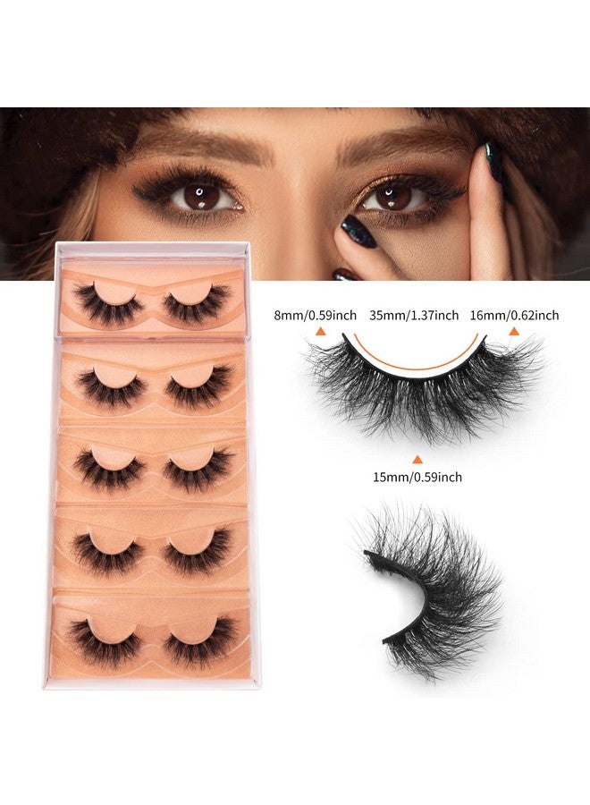 DYSILK Eyelashes Mink Lashes Fluffy - Fluffy Lashes 5 Pairs 6D Faux Mink Eyelash False Eyelashes Natural Look Lashes That Look Like Extensions Wispy Eyelashes Strip Lashes Eye Lashes | Fluffy-16mm - Image 3