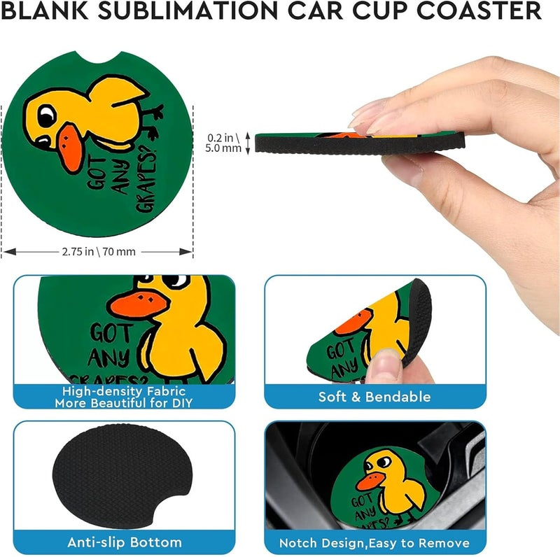 Ldntly Car Coasters for Cup Holders,2 Pack Duck Got Any Grapes Car Coasters,2.75" Universal Size Anti Slip Rubber Mat,Automotive Cup Holder Decal Decor Accessories,Duck Gifts for Women,Men,Mom - Image 4