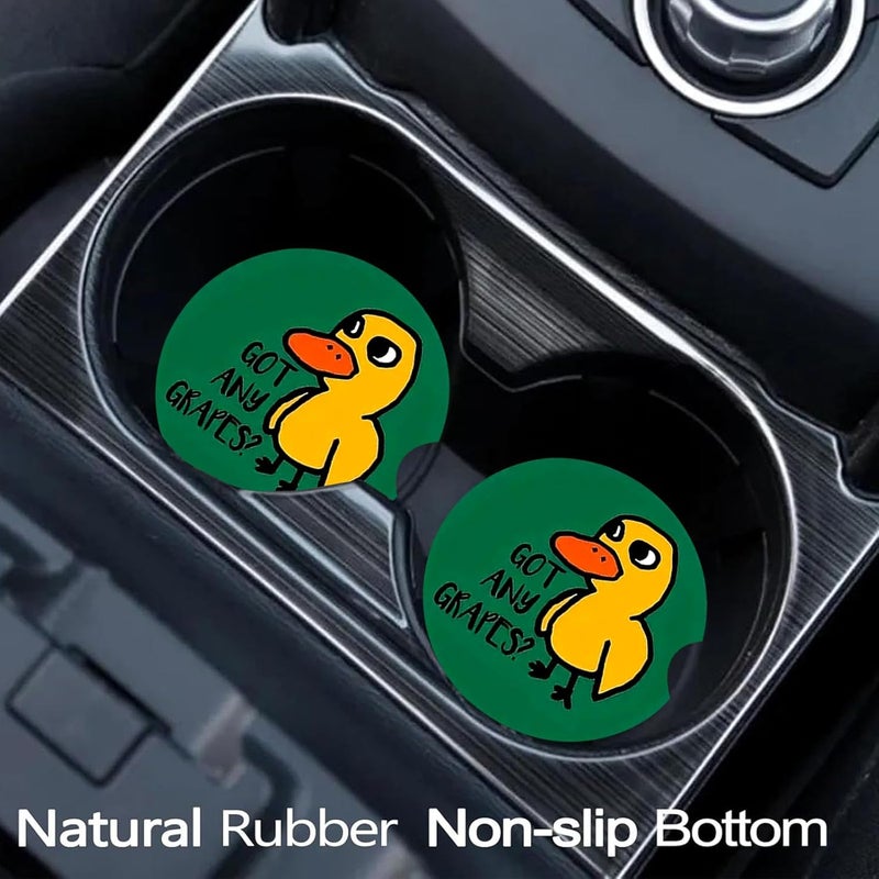 Ldntly Car Coasters for Cup Holders,2 Pack Duck Got Any Grapes Car Coasters,2.75" Universal Size Anti Slip Rubber Mat,Automotive Cup Holder Decal Decor Accessories,Duck Gifts for Women,Men,Mom - Image 2