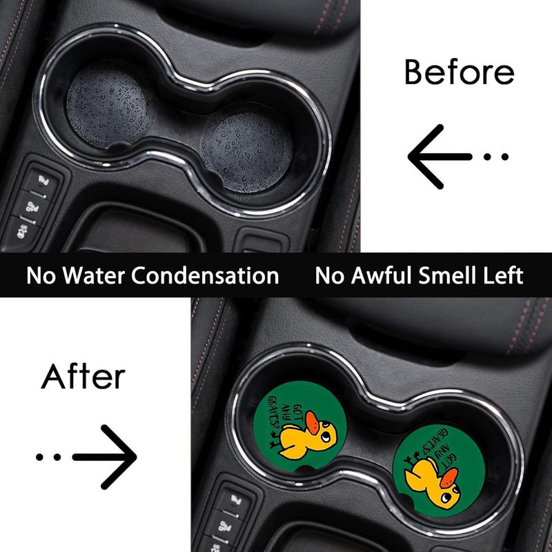 Ldntly Car Coasters for Cup Holders,2 Pack Duck Got Any Grapes Car Coasters,2.75" Universal Size Anti Slip Rubber Mat,Automotive Cup Holder Decal Decor Accessories,Duck Gifts for Women,Men,Mom - Image 3