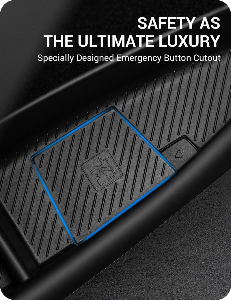 BASENOR 2026 Tesla Model Y Juniper Door Side Storage Box, (Emergency Button Safety) Door Side Pocket Organizer Tray, Waterproof TPE Front & Rear Slot Pocket Liners for 2025 2026 Model Y Juniper - Image 2