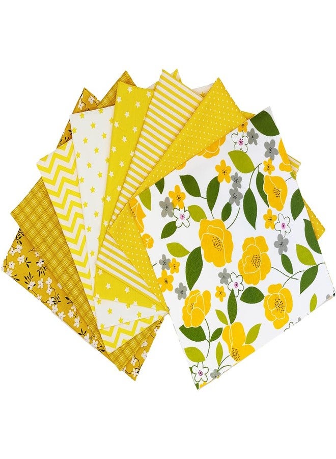 QiMicody حزم أقمشة QiMicody Fat Quarters، 8 قطع قطن 100% مقاس 20 بوصة × 20 بوصة (50 سم × 50 سم) مربعات قماشية مقطوعة مسبقًا للخياطة والتطريز والحرف اليدوية، زهرة صفراء. - Image 2