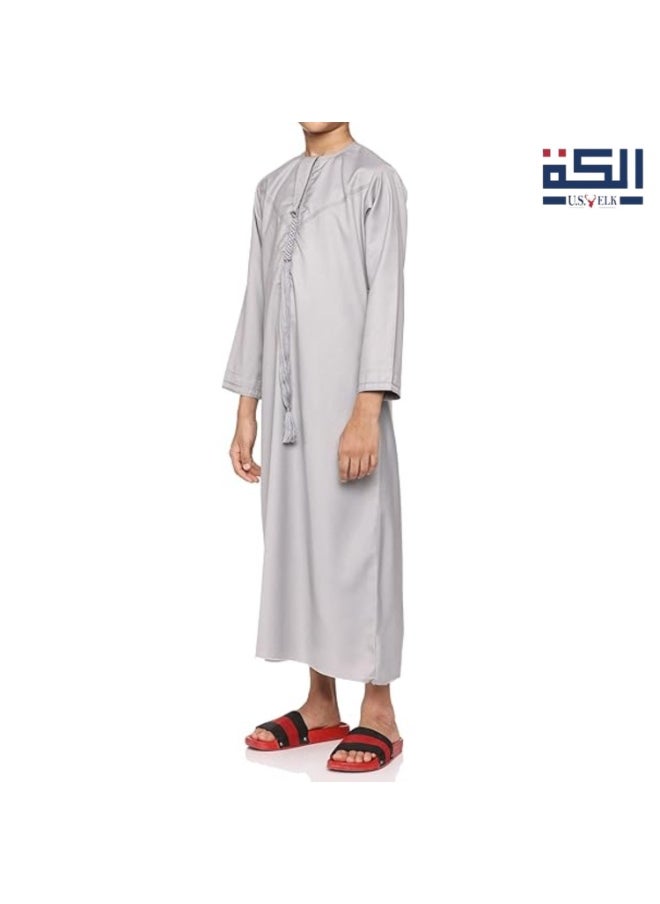 U.S. ELK Boy’s Emirati Kandura | Stitched Traditional Kids Arabic Thobe, Dishdasha, Kaftan for Boys | Long Sleeve Islamic Arab Dress with Side Pocket  - Image 5