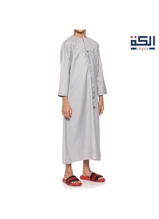 U.S. ELK Boy’s Emirati Kandura | Stitched Traditional Kids Arabic Thobe, Dishdasha, Kaftan for Boys | Long Sleeve Islamic Arab Dress with Side Pocket  - Image 4