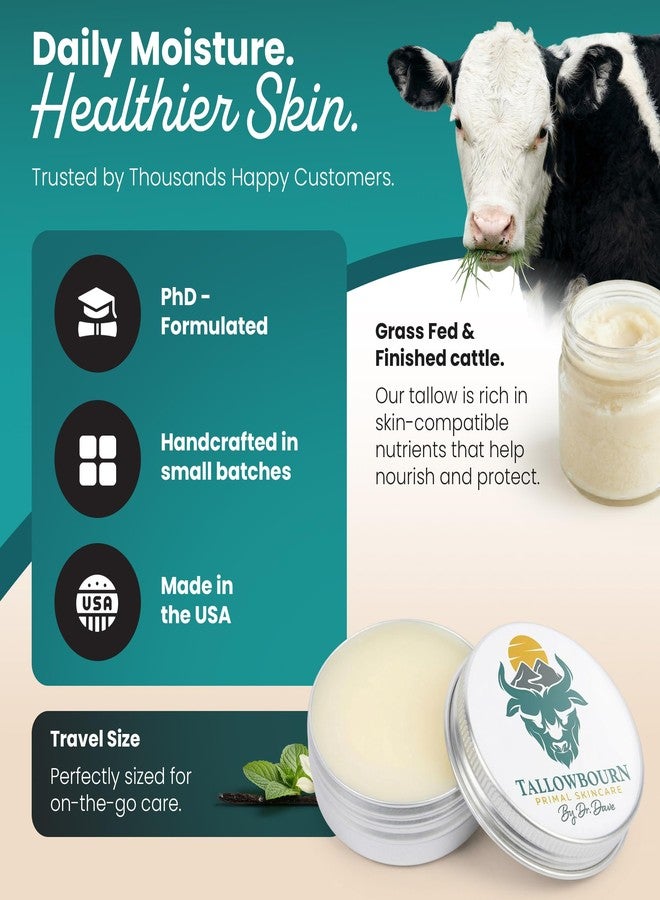 Tallowbourn Grass Fed Beef Tallow Balm for Face and Body with Shea Butter, Organic Jojoba Oil, Honey, and Beeswax – Beef Tallow for Skin – Vanilla and Spearmint – 1 oz - Image 2