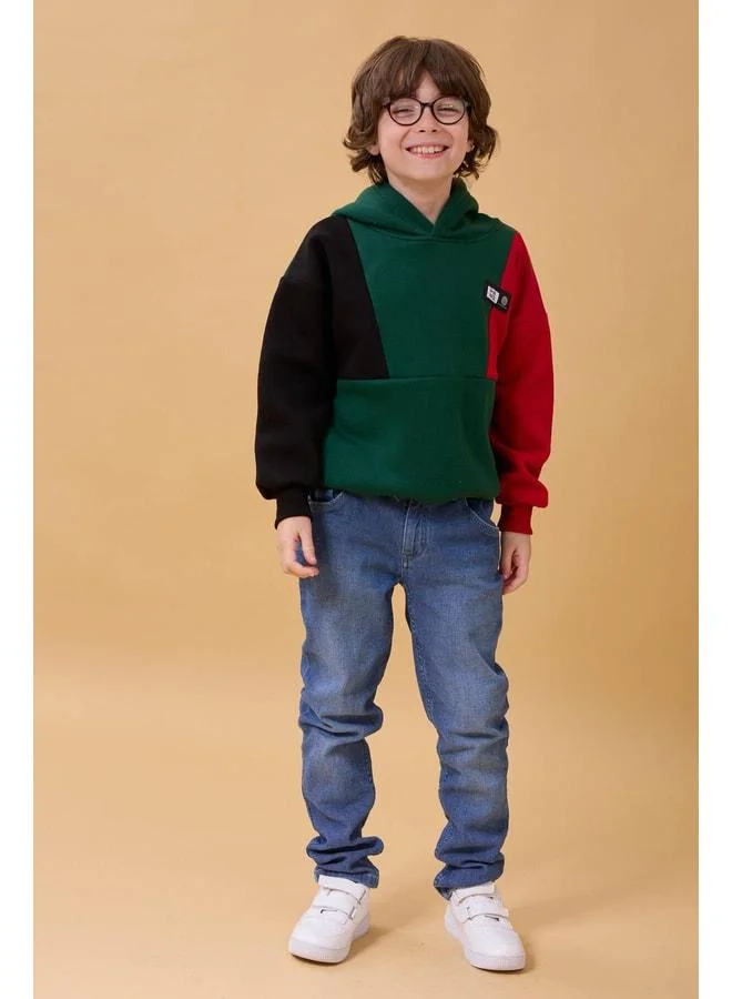 Perendi Boys' Hooded 3-Ply Sweatshirt.