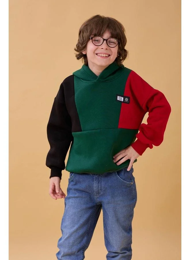 Perendi Boys' Hooded 3-Ply Sweatshirt.