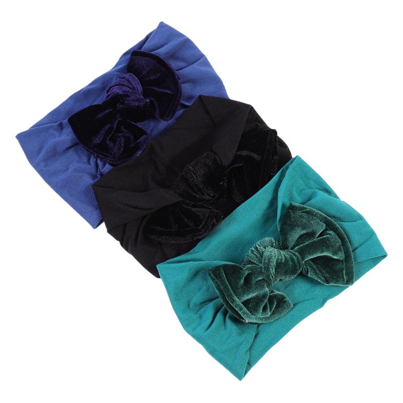 3Pcs Stretchy Nylon Bowknot Hair Bands Comfortable Headbands for Newborns Boy Girl - Image 2