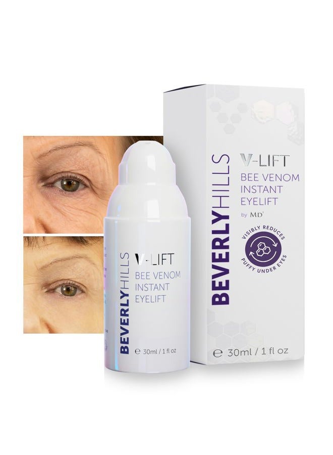 Beverly Hills V-Lift Instant Eye Lift and Eye Tuck Bee Venom Serum for Puffy Eyes, Dark Circles, Wrinkles, and Under Eye Bags Treatment for Women and Men | 30mL (120 Day Supply) - Image 1