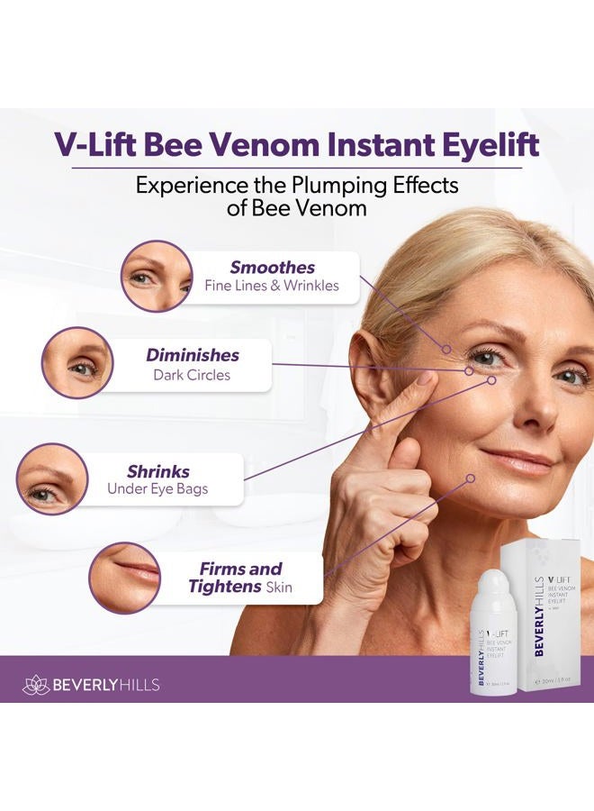 Beverly Hills V-Lift Instant Eye Lift and Eye Tuck Bee Venom Serum for Puffy Eyes, Dark Circles, Wrinkles, and Under Eye Bags Treatment for Women and Men | 30mL (120 Day Supply) - Image 2