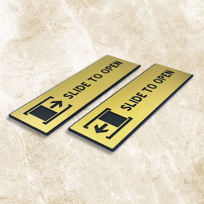 BerryBox Berybox Premium Brush Finish Acrylic SLIDE TO OPEN DOOR Sign Easy to Mount 3M Self-Adhesive Tape Signage for Office Hotel Society Resort Business Corporate Hospital - Image 4