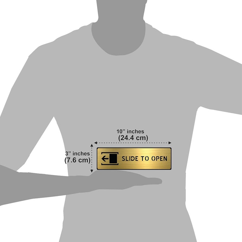 BerryBox Berybox Premium Brush Finish Acrylic SLIDE TO OPEN DOOR Sign Easy to Mount 3M Self-Adhesive Tape Signage for Office Hotel Society Resort Business Corporate Hospital - Image 3