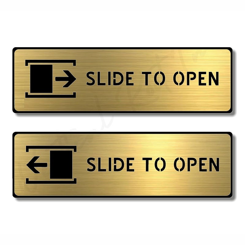 BerryBox Berybox Premium Brush Finish Acrylic SLIDE TO OPEN DOOR Sign Easy to Mount 3M Self-Adhesive Tape Signage for Office Hotel Society Resort Business Corporate Hospital - Image 1