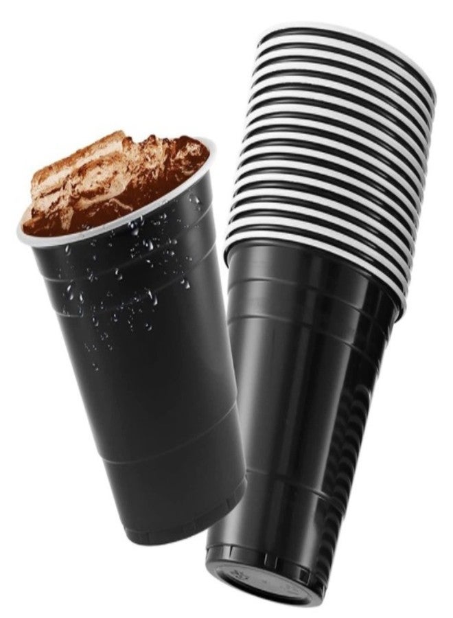 تيكلز مجموعة تيكلز من 20 كوبًا للعبة بونغ البيرة مع مجموعة كرات بينغ بونغ مجانية، أكواب شرب سهلة الإمساك وقابلة لإعادة الاستخدام للحفلات، مناسبة للشاي المثلج، والبانش، والكوكتيل، وألعاب الأزواج والسيدات (اللون: أسود، الحجم: 475 مل). - Image 1