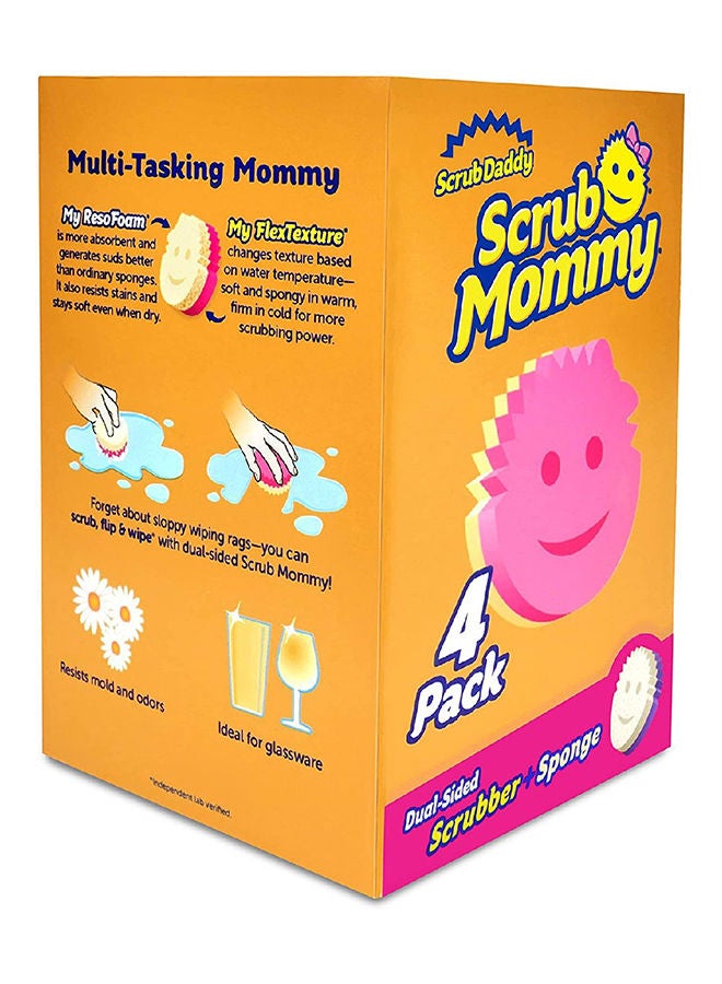 Scrub Daddy Scrub Mommy Dual-Sided Sponge and Scrubber 4 Pack, Pink Scratch-Free Kitchen Cleaning Sponges with FlexTexture and ResoFoam Technology, Odor Resistant - Image 1