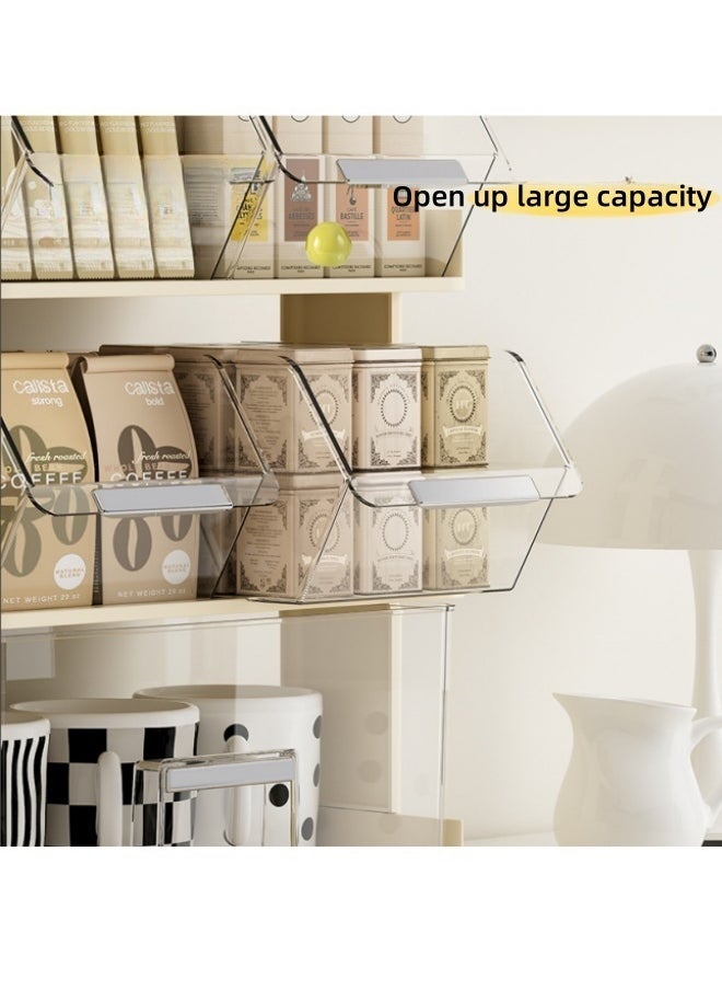 MLADEN - Coffee Station Organizer for Counter Tea Bag Storage Rack Display Tea Bag Organizer, 3 Layer PET Material Snack Compartment Rack, Coffee and Tea Condiment Storage Organizer, Suitable for Storing Beverages,Coffee,Snacks and Small Items, White,30x17x24.5cm - Image 1