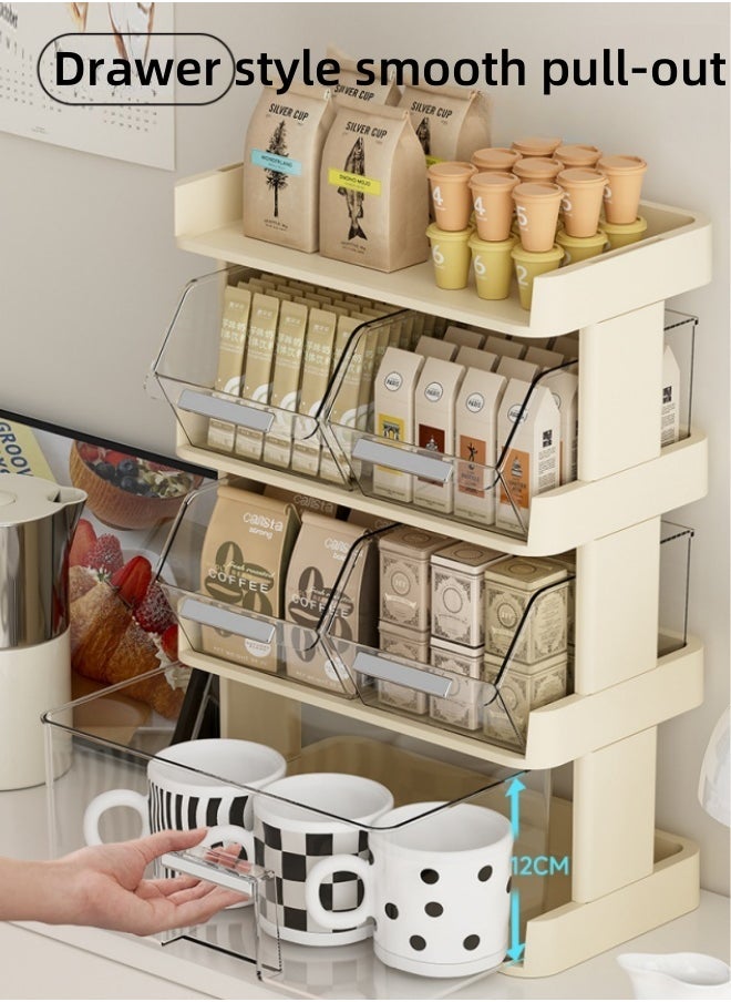 MLADEN - Coffee Station Organizer for Counter Tea Bag Storage Rack Display Tea Bag Organizer, 3 Layer PET Material Snack Compartment Rack, Coffee and Tea Condiment Storage Organizer, Suitable for Storing Beverages,Coffee,Snacks and Small Items, White,30x17x24.5cm - Image 1