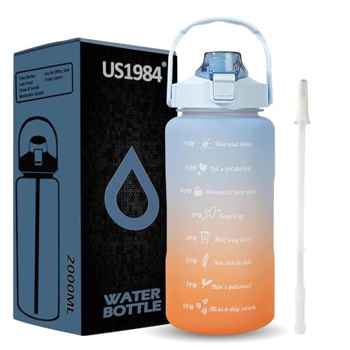 US1984 Gallon Water Bottle 2 Litre for Gym & Sports | BPA Free Fridge Water Bottle | Sipper Cap | Leak proof Easy to Clean | Daily Hydration | Best Usage for Office/School/College/Yoga (Blue, Plastic) - Image 1
